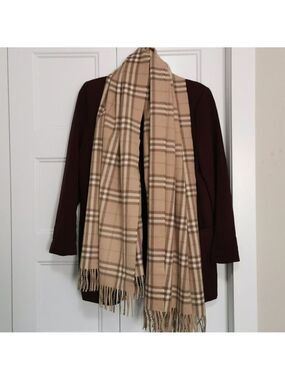 Burberry Giant Check Scarf Stole Wrap Large Archive Beige